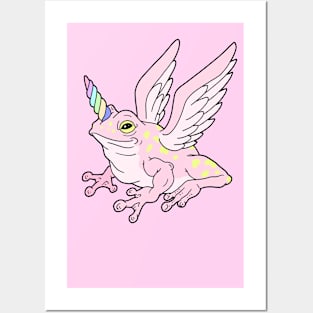 Pink Frog Unicorn Posters and Art